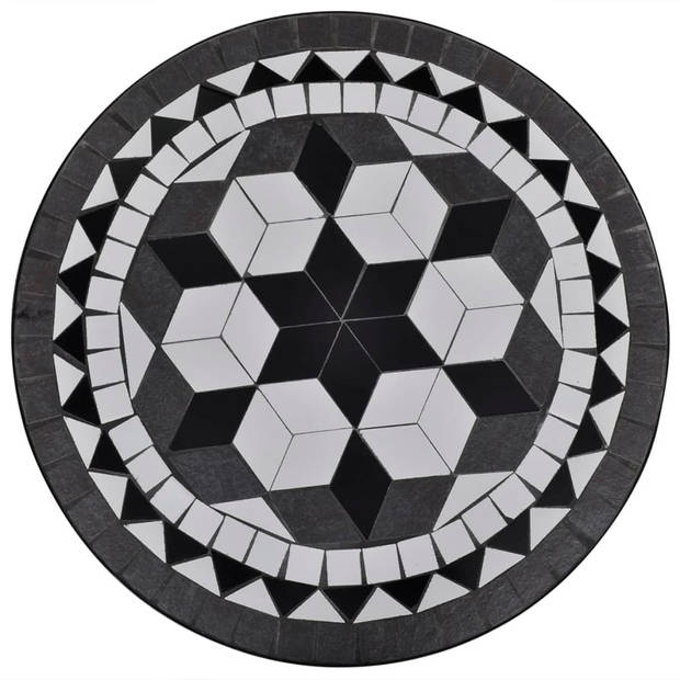 vidaXL 3-delige Bistroset keramische tegel zwart en wit