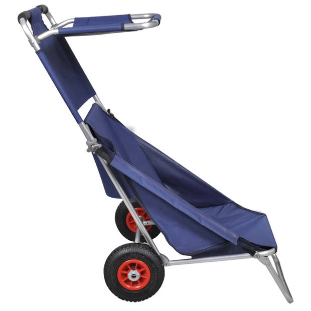 vidaXL Strandtrolley met wielen draagbaar en inklapbaar blauw