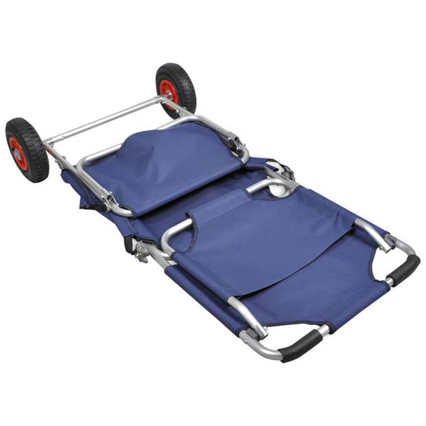 vidaXL Strandtrolley met wielen draagbaar en inklapbaar blauw