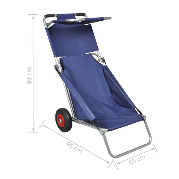 vidaXL Strandtrolley met wielen draagbaar en inklapbaar blauw