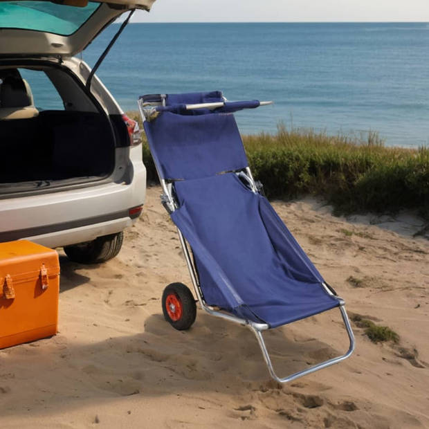 vidaXL Strandtrolley met wielen draagbaar en inklapbaar blauw