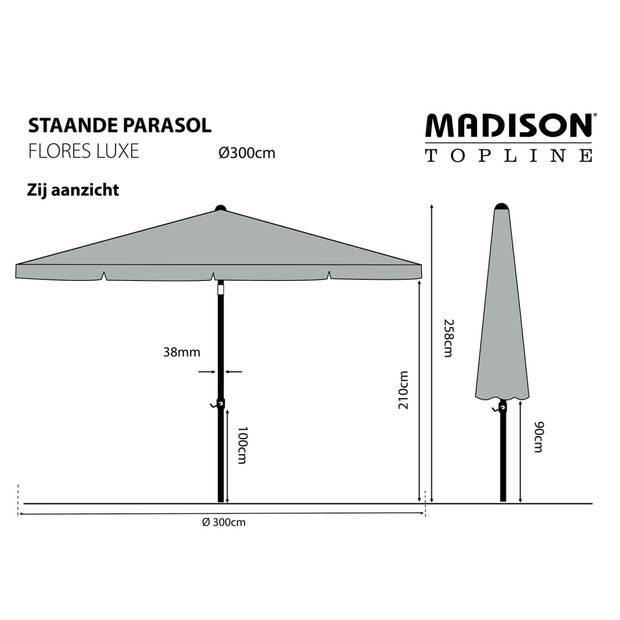 Madison Parasol Flores Luxe 300 cm ecru PAC2P016