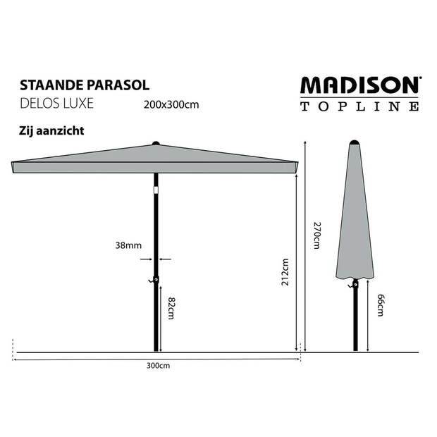 Madison parasol Delos luxe - ecru - 200x300 cm