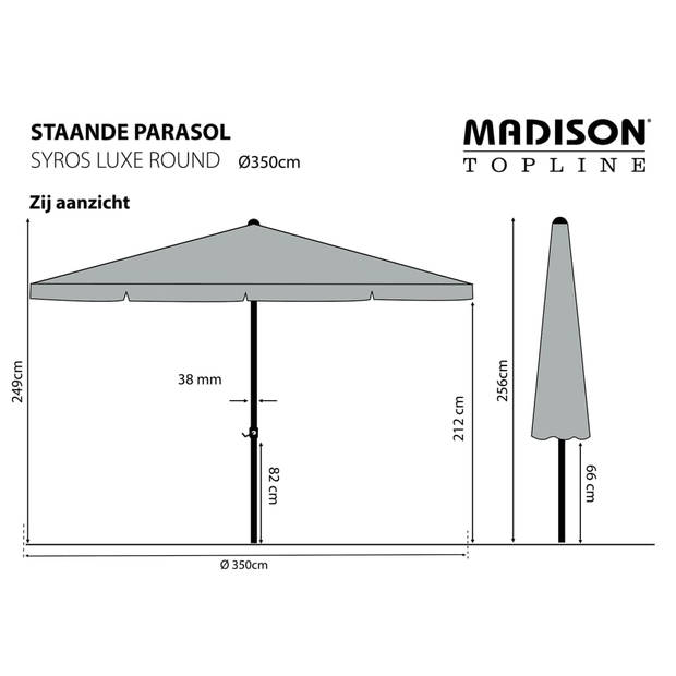 Madison parasol Syros luxe - grijs - Ø350 cm