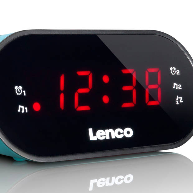 FM Wekkerradio met slaaptimer en dubbele alarm functie Lenco Blauw-Zwart