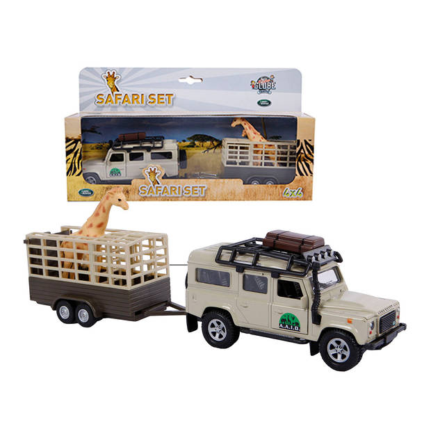 Kids Globe Traffic Land Rover Defender met giraftrailer