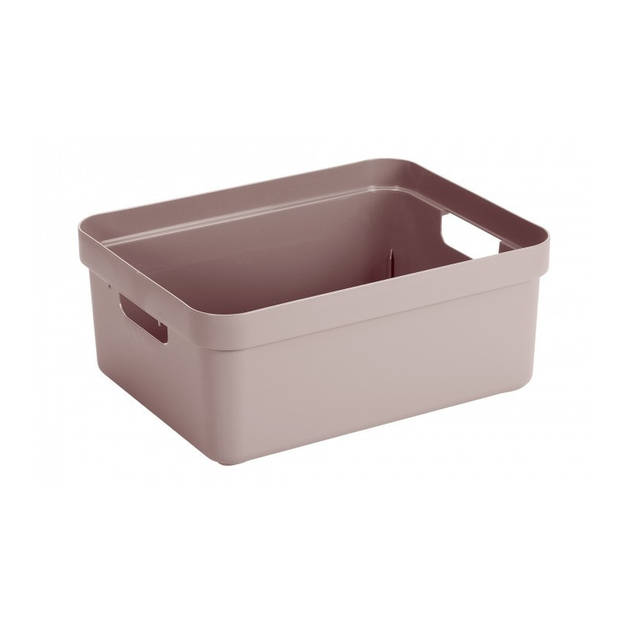 Sunware opbergbox/mand 24 liter oud roze kunststof met transparante deksel - Opbergbox
