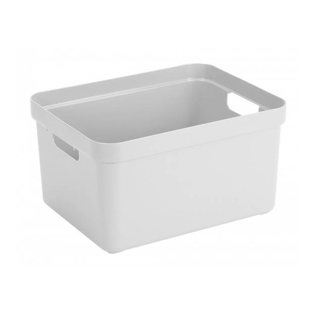 Sunware opbergbox/mand 32 liter wit kunststof met transparante deksel - Opbergbox