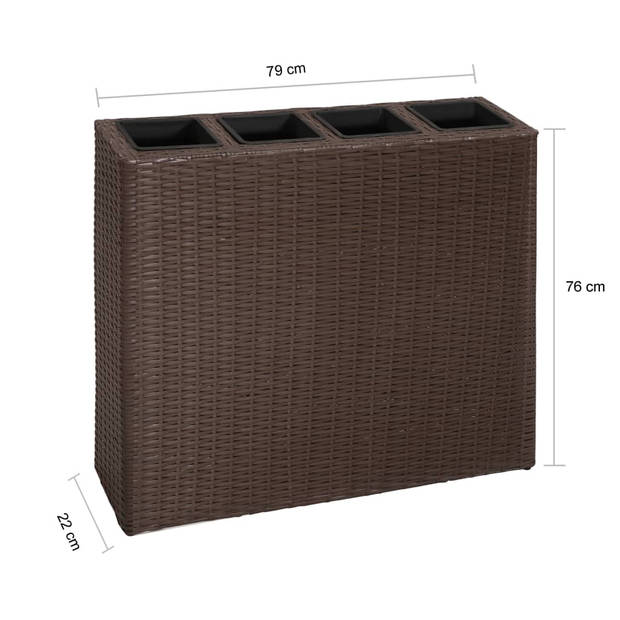 The Living Store Verhoogde Tuinbak Rattan - 79 x 22 x 76 cm - bruin