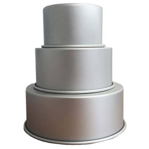 Decora - Set ronde aluminium bakvormen 10cm hoog, 15, 20 en 25cm - Decora