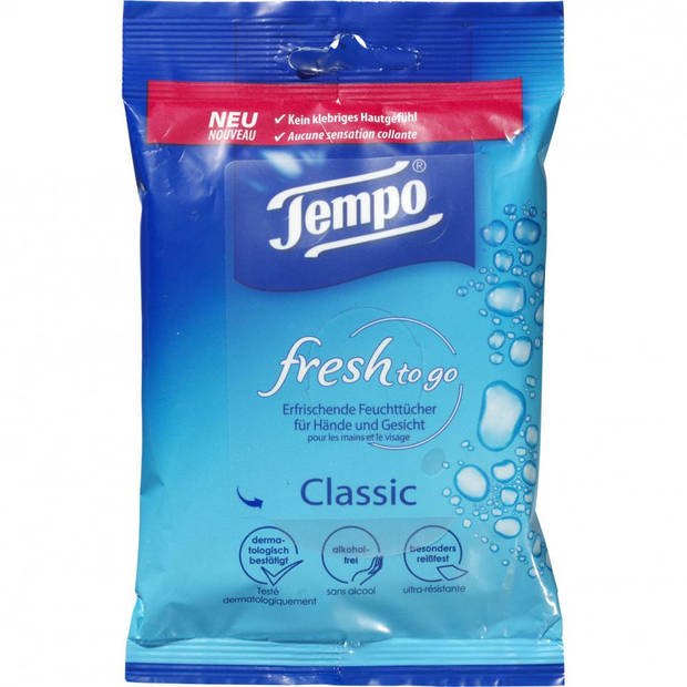 Tempo Fresh to go vochtige doekjes - 10 stuks
