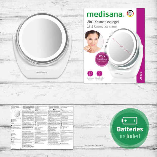 Medisana 2-in-1 Cosmetische spiegel CM 835 12 cm wit 88554