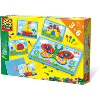 SES Creative mozaïekbord met kaarten 30 x 20 cm multicolor