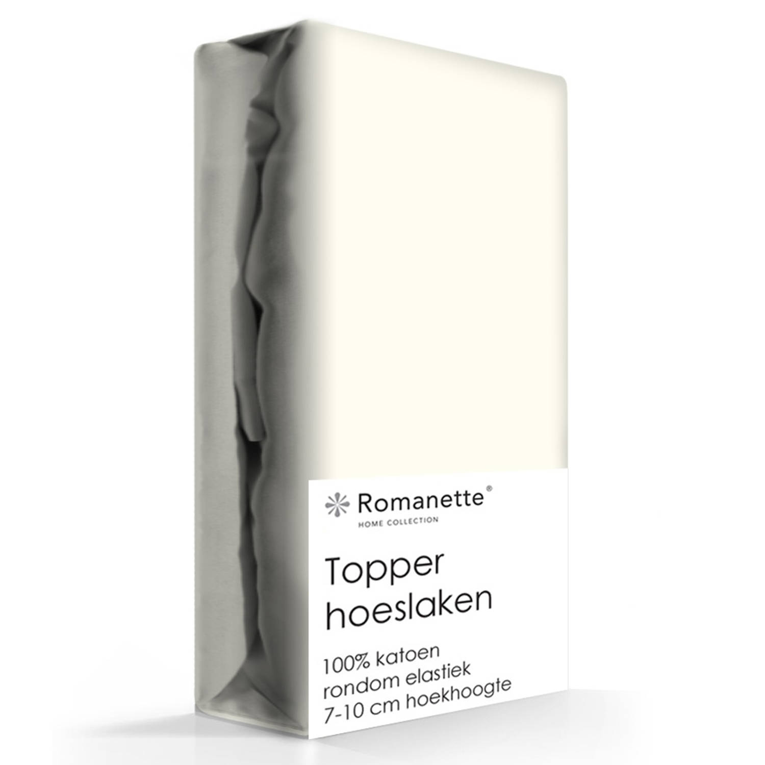Topper Hoeslaken Katoen Romanette Ivoor-140 X 200 Cm