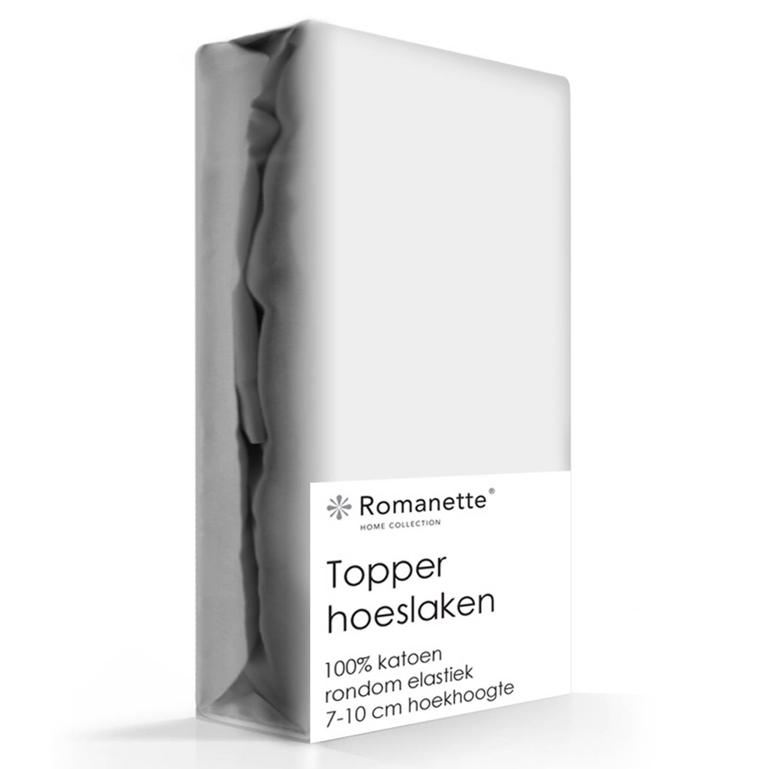Topper Hoeslaken Katoen Romanette Zilver-160 X 200 Cm