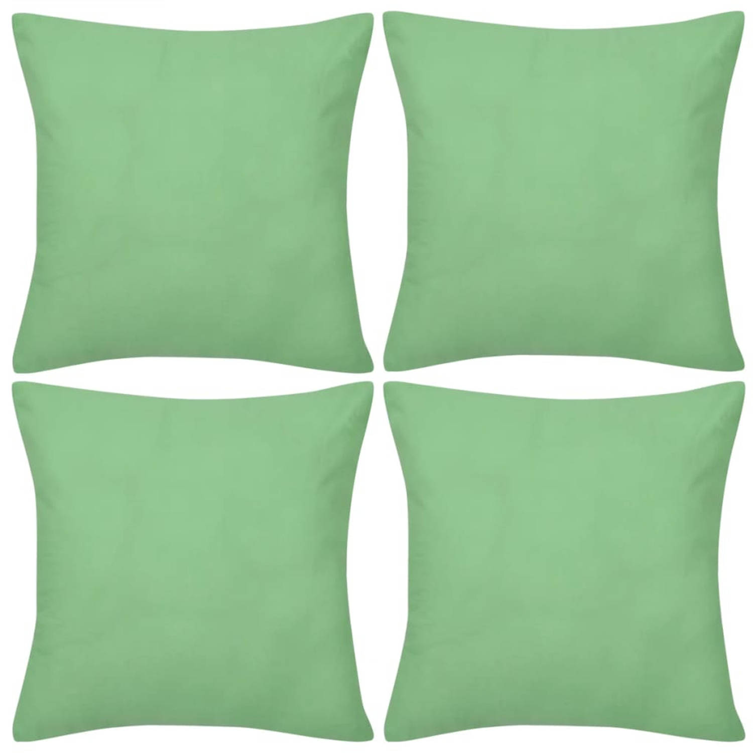 vidaXL 130925 4 Apple Green Cushion Covers Cotton 40 x cm Untranslated
