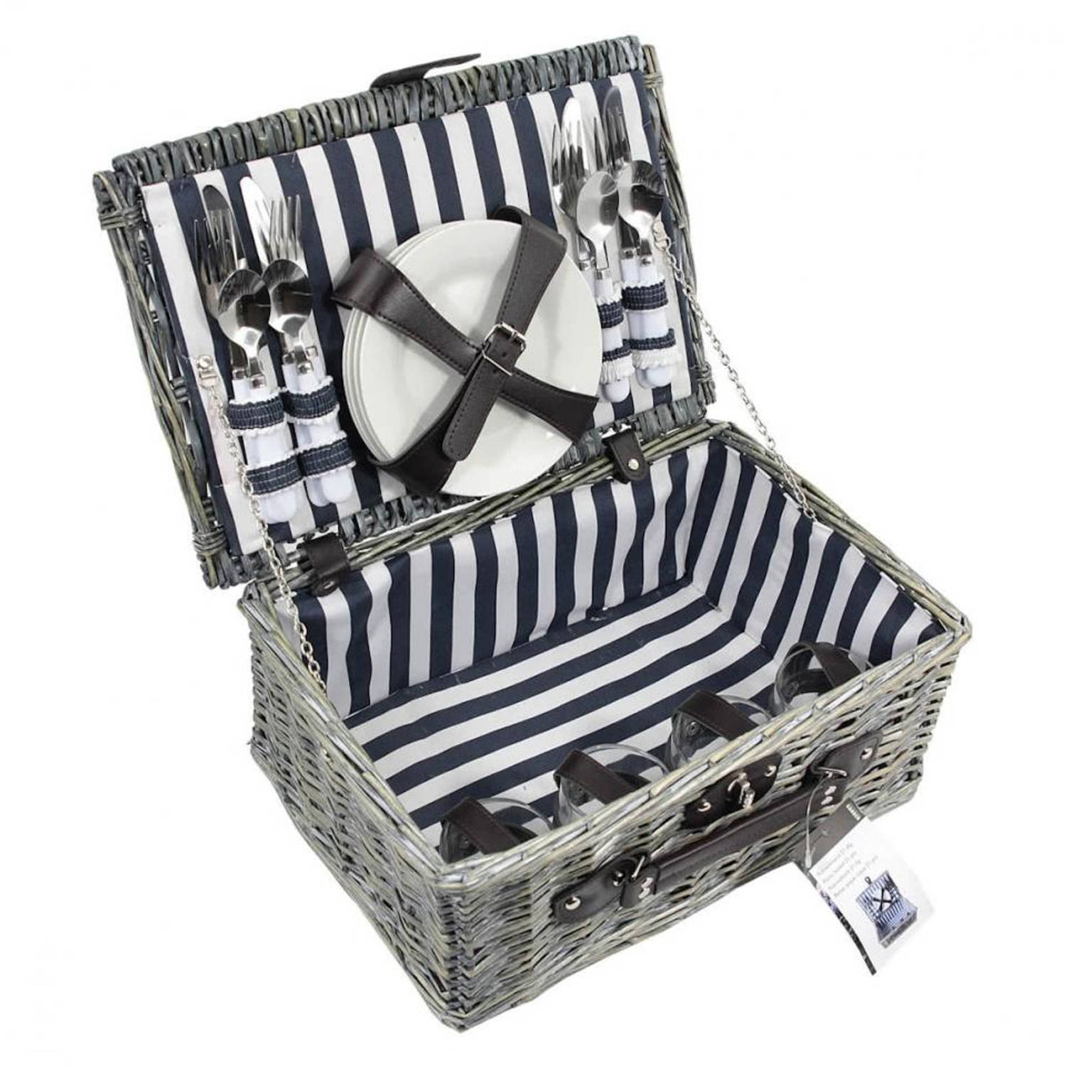 gebrek Garantie monster Imperial Kitchen picknickmand - 40 x 28 x 18 cm - blauw/wit | Blokker