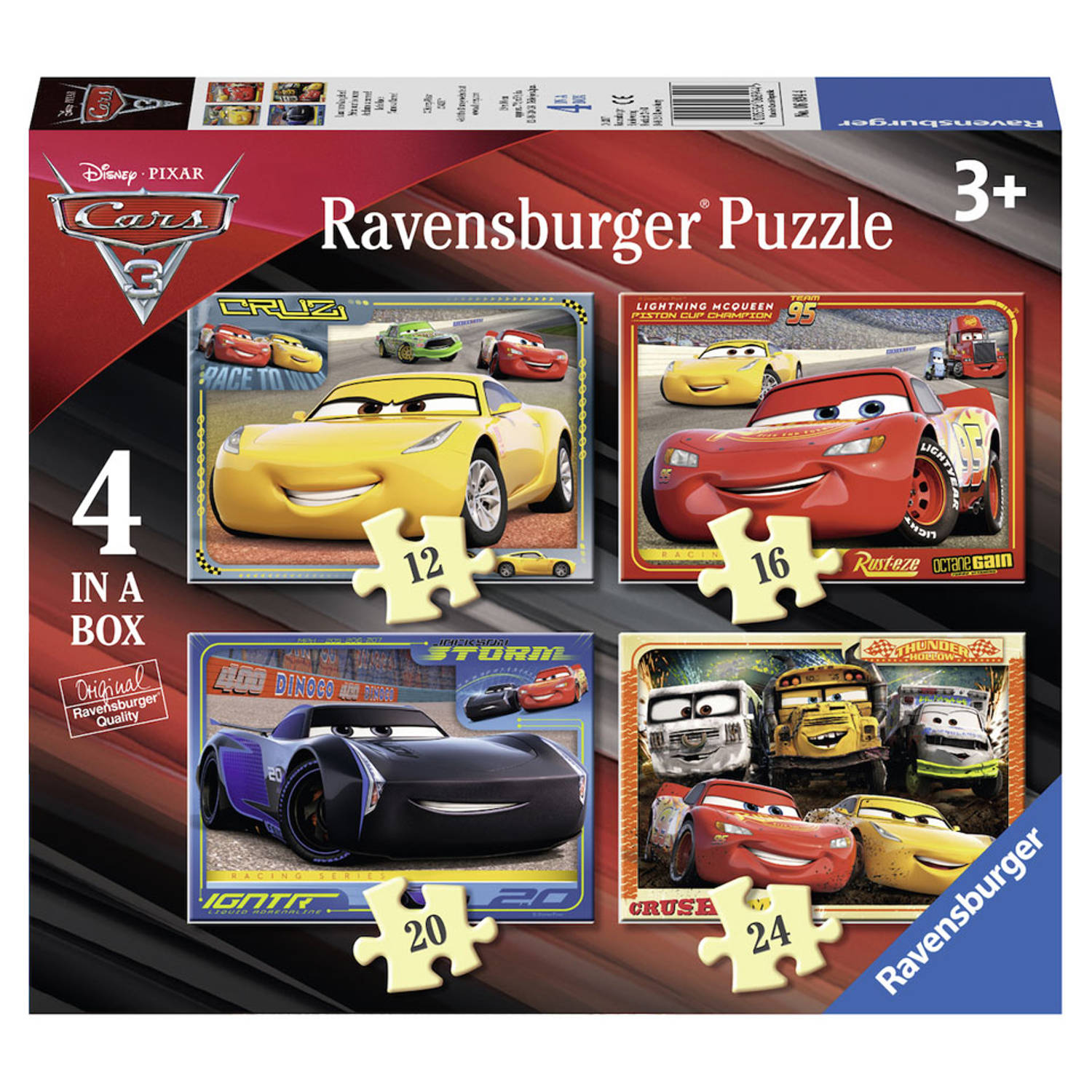 Puzzel Ravensburger Cars 3 4x puzzels 12+16+20+24 stuks