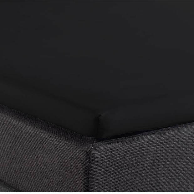Home Care katoen split-topper hoeslaken - 100% katoen - Lits-jumeaux (180x200 cm) - Zwart