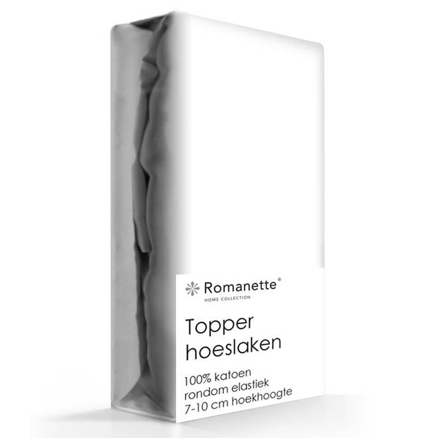 Topper Hoeslaken Katoen Romanette Wit-100 x 200 cm