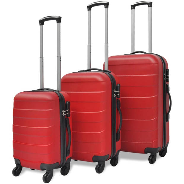 vidaXL 3-delige Kofferset hard 45,5/55/66 cm rood