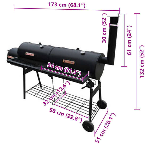 vidaXL Rookbarbecue Nevada XL zwart