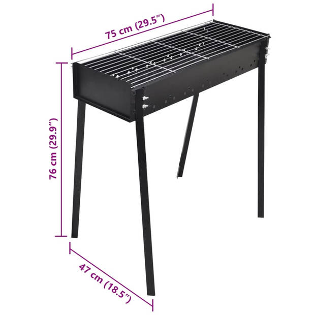 vidaXL Houtskoolbarbecue staand vierkant 75x28 cm