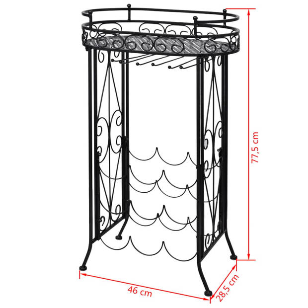 The Living Store Wijnrek Smeedijzer - 46 x 28.5 x 77.5 cm - Capaciteit van 9 flessen