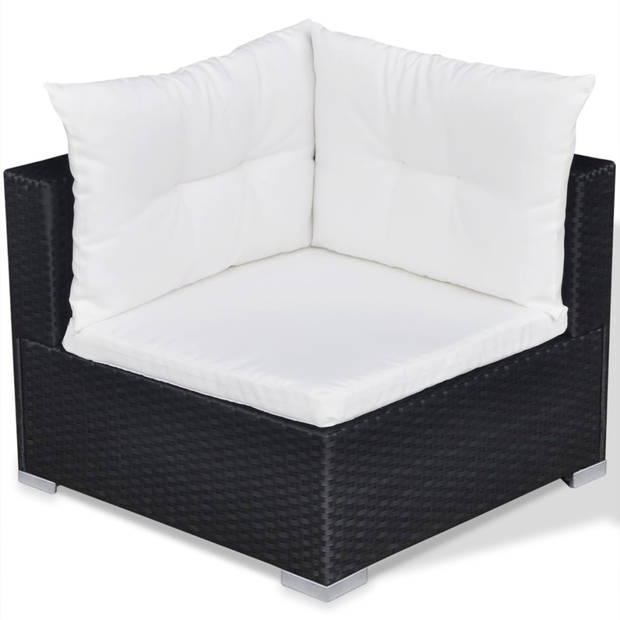 vidaXL 10-delige Loungeset met kussens poly rattan zwart