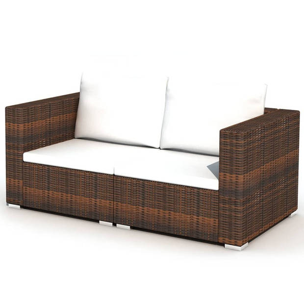 vidaXL 10-delige Loungeset met kussens poly rattan bruin