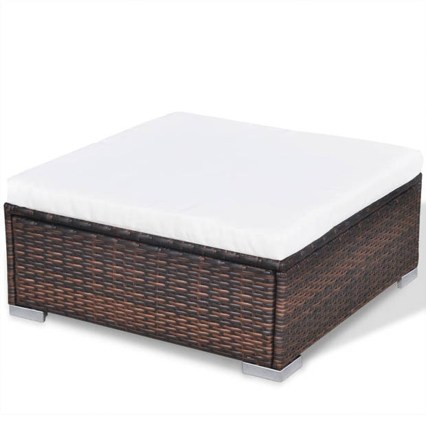 vidaXL 10-delige Loungeset met kussens poly rattan bruin