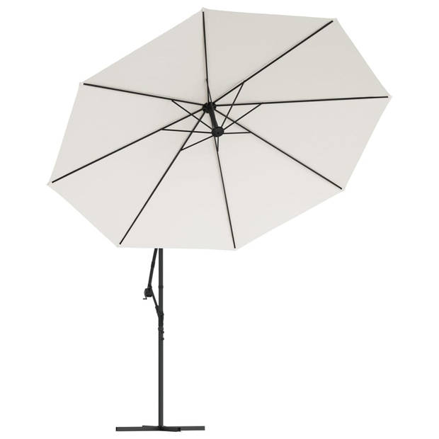 vidaXL Zweefparasol met LED-verlichting en metalen paal 350 cm zand