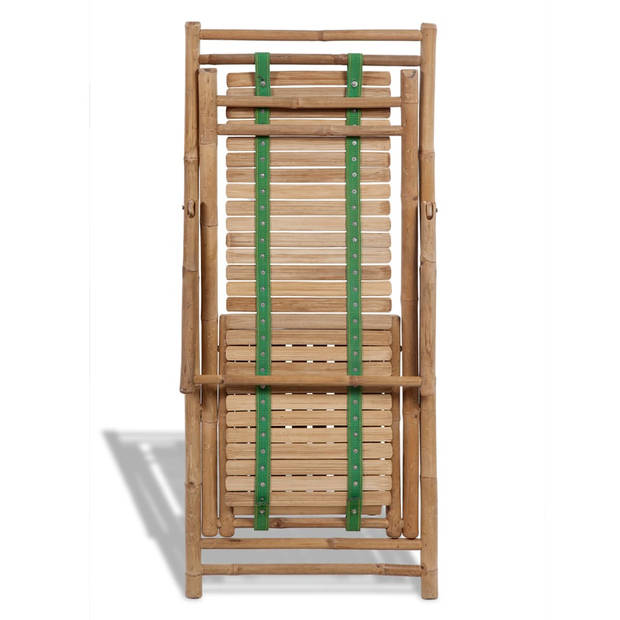 The Living Store ligstoel bamboe - tuinmeubelen - 152 x 59 x 80 cm - verstelbaar