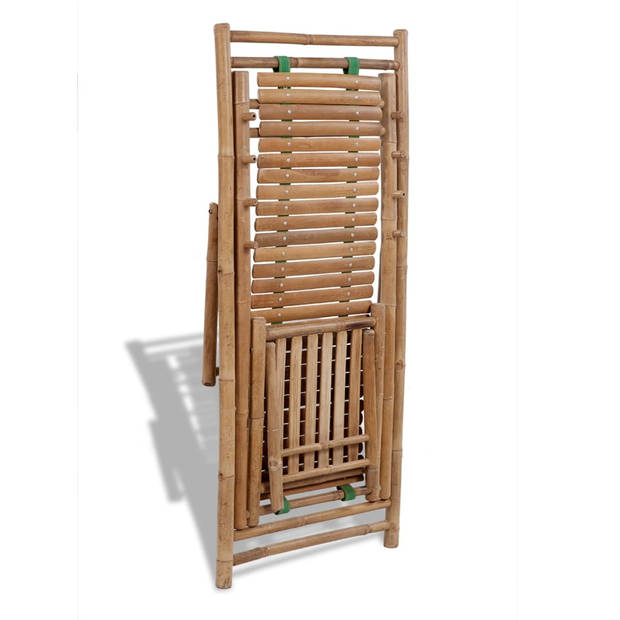 The Living Store ligstoel bamboe - tuinmeubelen - 152 x 59 x 80 cm - verstelbaar