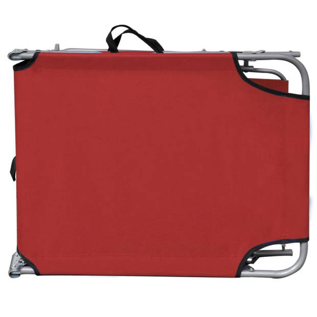 The Living Store Ligbed - Verstelbare rugleuning en luifel - 189 x 58 x 27 cm - Rood