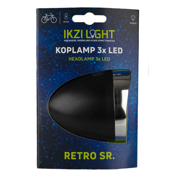 Ikzi Light KOPLAMP RETRO LED ZWART BATTERIJ