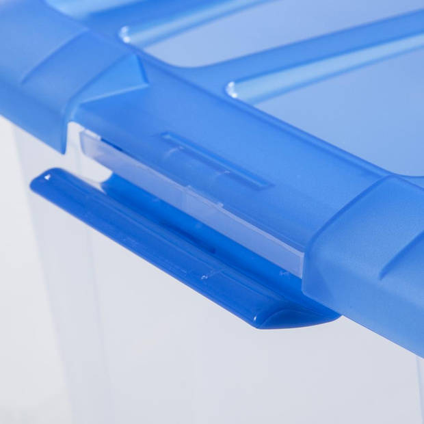 Iris Topbox met klemgreep - 15 liter - transparant/blauw