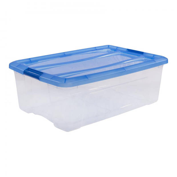 Iris Topbox met klemgreep - 30 liter - transparant/blauw