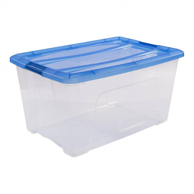 Iris Topbox met klemgreep - 45 liter - transparant/blauw