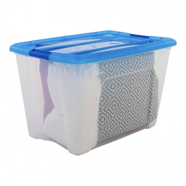Iris Topbox met klemgreep - 60 liter - transparant/blauw