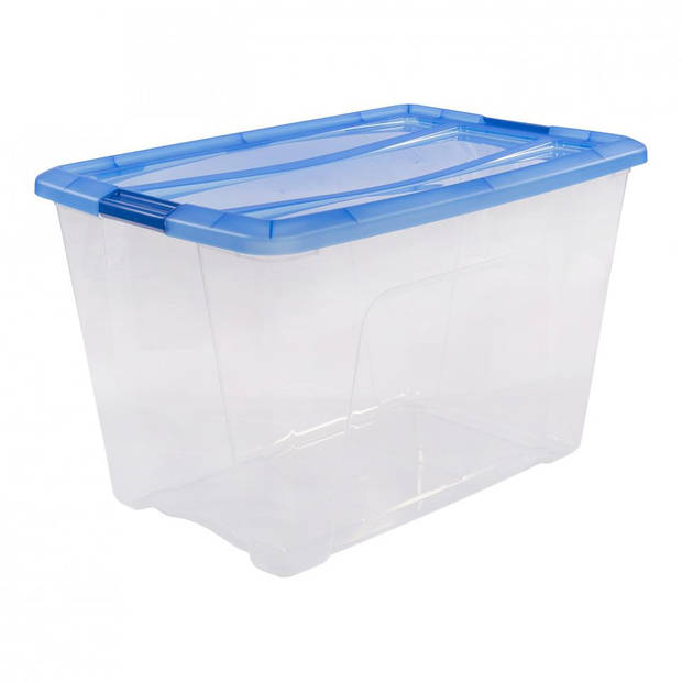 Iris Topbox met klemgreep - 60 liter - transparant/blauw