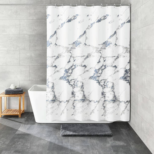 Marble douchegordijn - 180 x 200 - grijs