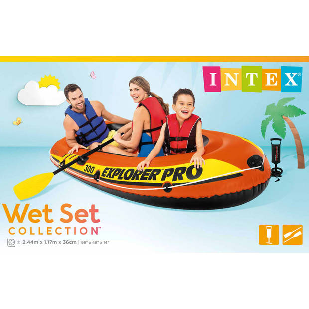 Intex opblaasboot Explorer Pro 300 set 244 x 117 x 36 cm