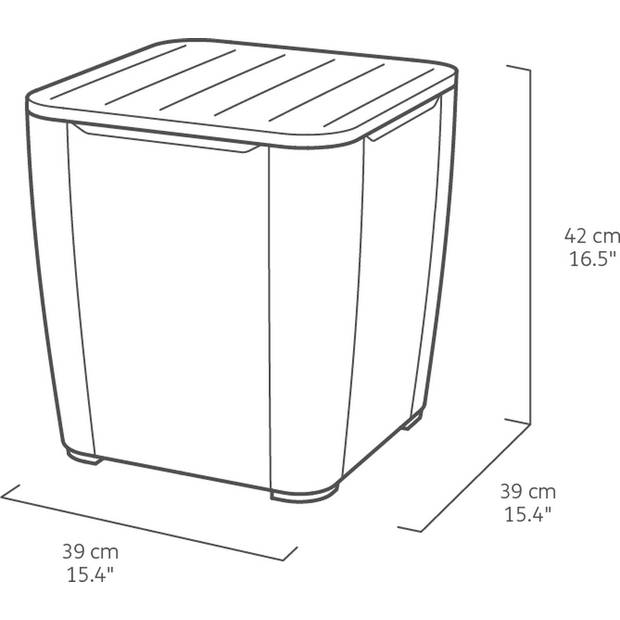 Keter Luzon opbergtafel - 39x39x43cm - Donkergrijs