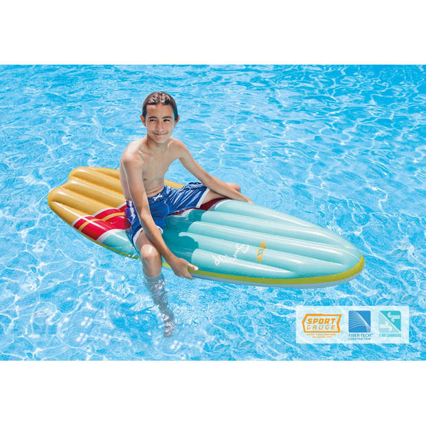 Intex opblaas surfbord 178 x 69 cm blauw/geel