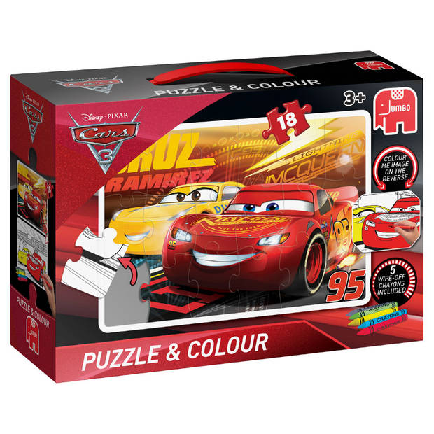 Jumbo Disney Cars 3 puzzel & kleur - 18 stukjes