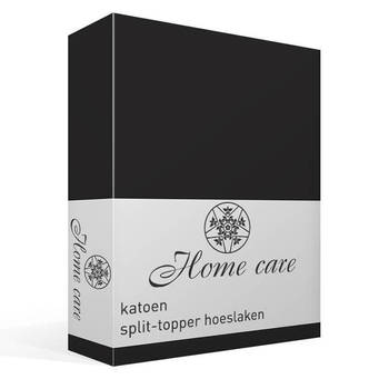 Home Care katoen split-topper hoeslaken - 100% katoen - Lits-jumeaux (180x200 cm) - Zwart