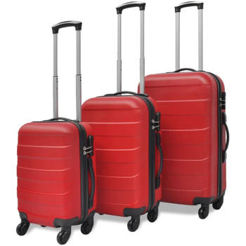 vidaXL 3-delige Kofferset hard 45,5/55/66 cm rood