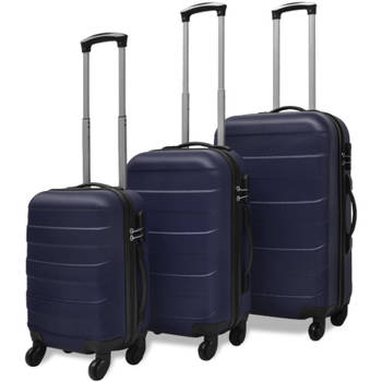 vidaXL 3-delige Kofferset hard 45,5/55/66 cm blauw