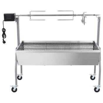 The Living Store Rotis BBQ Zilver - 129 x 55 x 100 cm - RVS spit - Hoogte verstelbaar